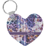 Tie Dye Heart Plastic Keychain w/ Name or Text