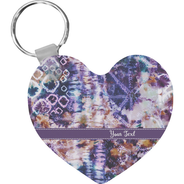 Custom Tie Dye Heart Plastic Keychain w/ Name or Text