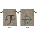 Tie Dye Medium Burlap Gift Bag - Front & Back (Personalized)