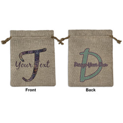 Tie Dye Medium Burlap Gift Bag - Front & Back (Personalized)