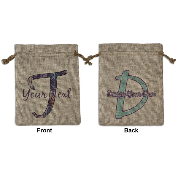 Custom Tie Dye Medium Burlap Gift Bag - Front & Back (Personalized)