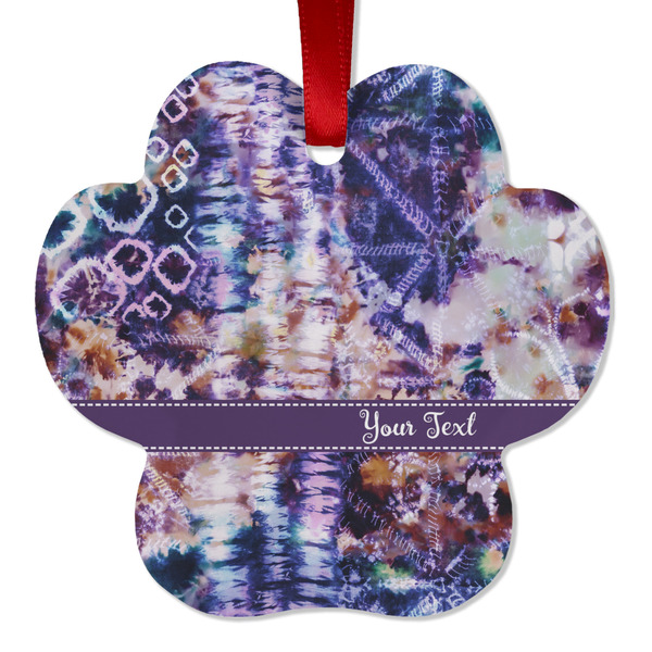 Custom Tie Dye Metal Paw Ornament - Double Sided w/ Name or Text