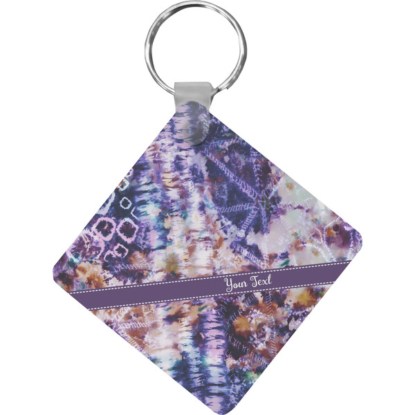 Custom Tie Dye Diamond Plastic Keychain w/ Name or Text