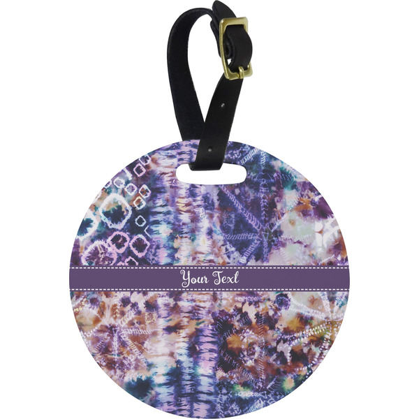 Custom Tie Dye Plastic Luggage Tag - Round (Personalized)