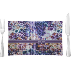 Tie Dye Rectangular Glass Lunch / Dinner Plate - Single or Set (Personalized)