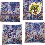 Tie Dye Set of 4 Glass Square Lunch / Dinner Plate 9.5" (Personalized)