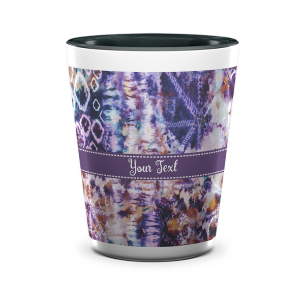 Custom Tie Dye Ceramic Shot Glass - 1.5 oz - Two Tone - Set of 4 (Personalized)