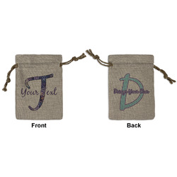 Tie Dye Small Burlap Gift Bag - Front & Back (Personalized)