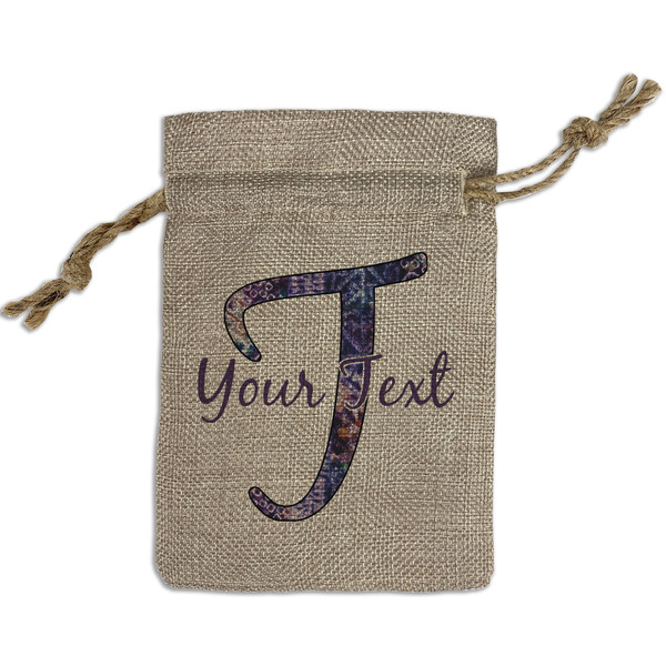 Custom Tie Dye Small Burlap Gift Bag - Front