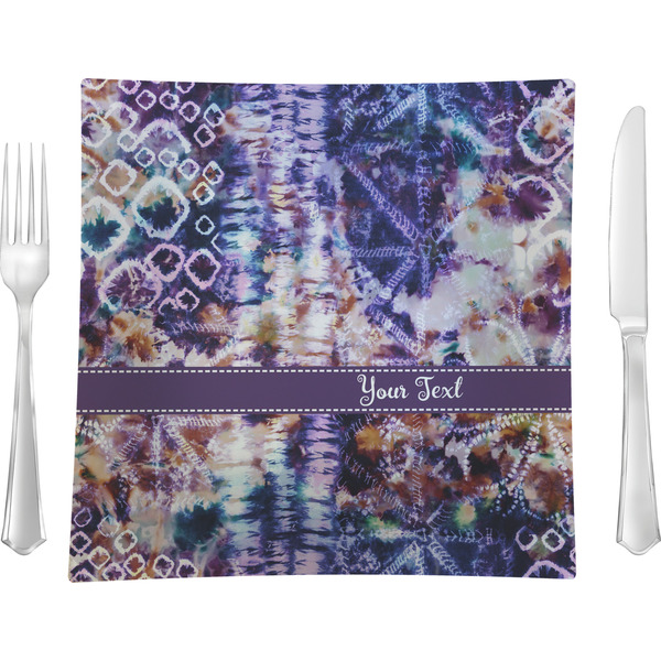 Custom Tie Dye Glass Square Lunch / Dinner Plate 9.5" (Personalized)