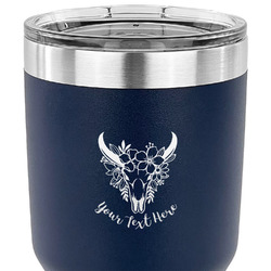 Boho 30 oz Stainless Steel Tumbler - Navy - Single Sided (Personalized)