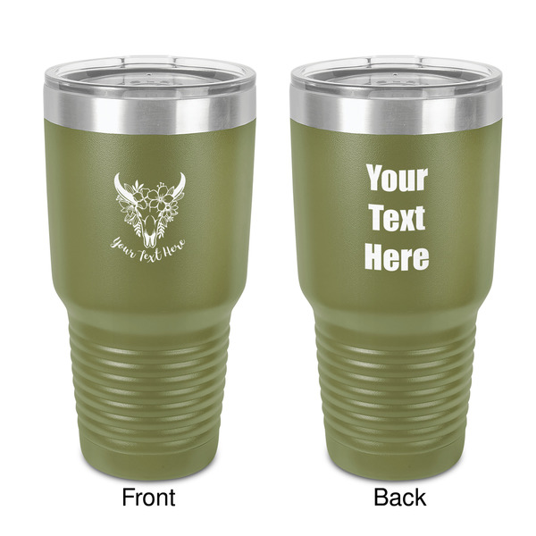 Custom Boho 30 oz Stainless Steel Tumbler - Olive - Double-Sided (Personalized)