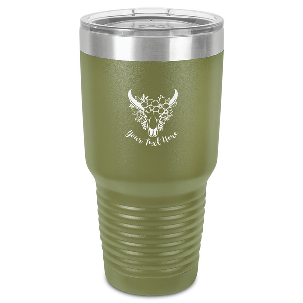 Custom Boho 30 oz Stainless Steel Tumbler - Olive - Single-Sided (Personalized)