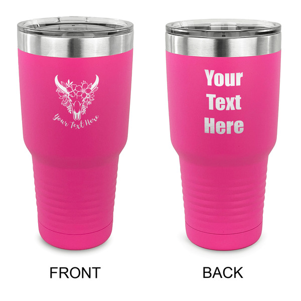 Custom Boho 30 oz Stainless Steel Tumbler - Pink - Double Sided (Personalized)