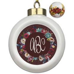 Boho Ceramic Ball Ornaments - Poinsettia Garland (Personalized)