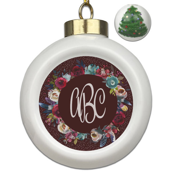 Custom Boho Ceramic Ball Ornament - Christmas Tree (Personalized)