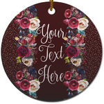 Boho Round Ceramic Ornament w/ Name or Text