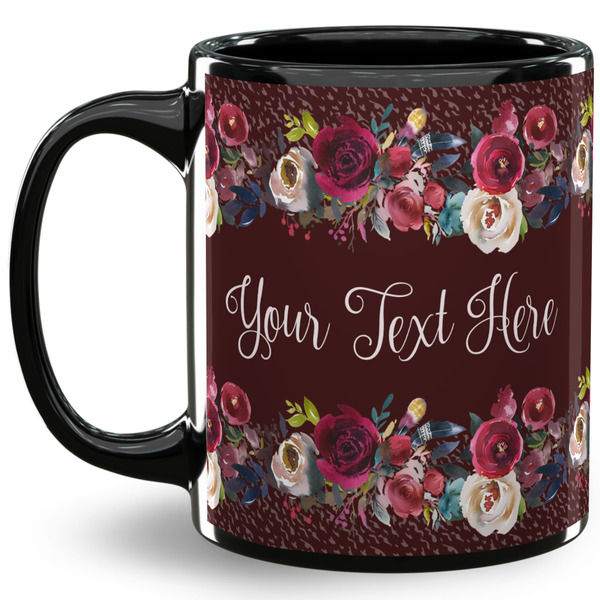 Custom Boho 11 Oz Coffee Mug - Black (Personalized)