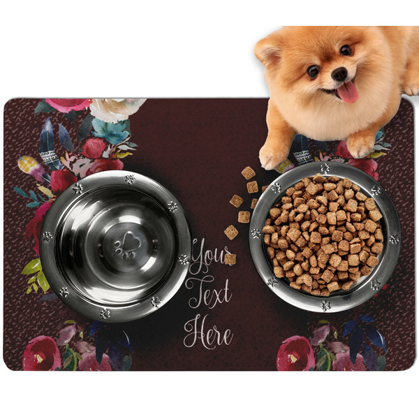 Custom Boho Dog Food Mat - Small w/ Name or Text