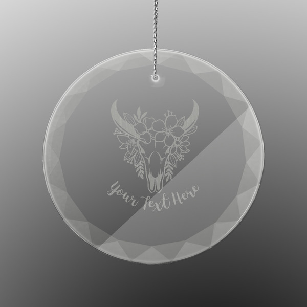 Custom Boho Engraved Glass Ornament - Round (Personalized)