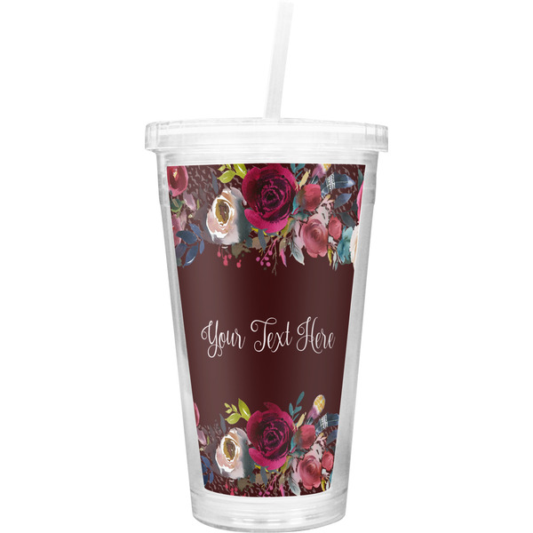 Custom Boho Double Wall Tumbler with Straw (Personalized)