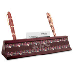 Boho Red Mahogany Nameplate with Business Card Holder (Personalized)