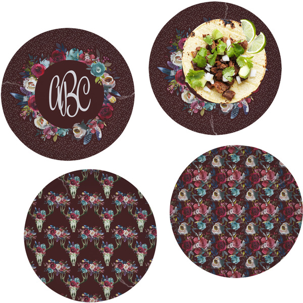 Custom Boho Set of 4 Glass Lunch / Dinner Plate 10" (Personalized)