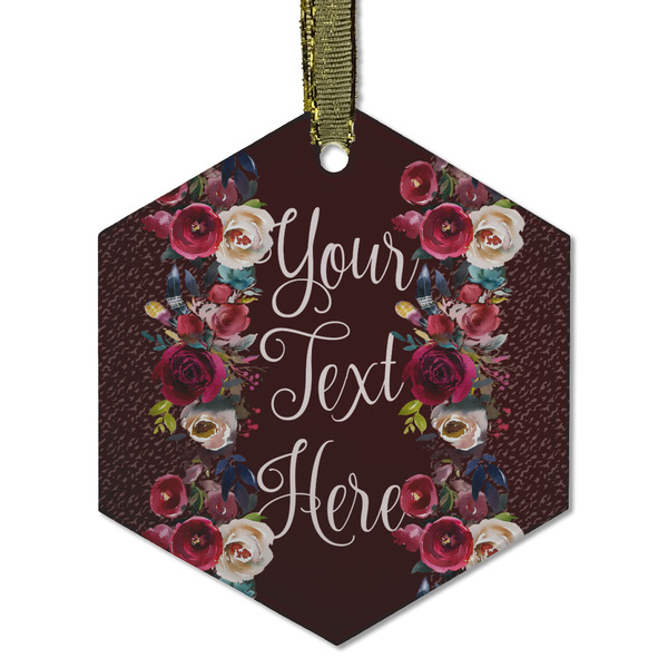 Custom Boho Flat Glass Ornament - Hexagon w/ Name or Text