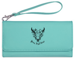 Boho Ladies Leatherette Wallet - Laser Engraved- Teal (Personalized)