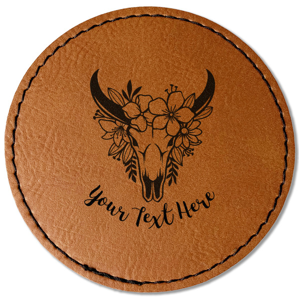 Custom Boho Faux Leather Iron On Patch - Round (Personalized)