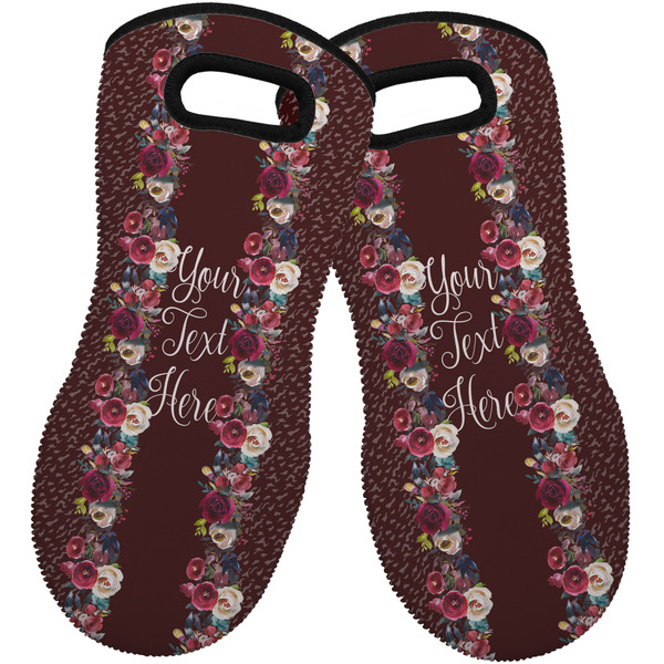 Custom Boho Neoprene Oven Mitts - Set of 2 w/ Name or Text