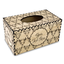Boho Wood Tissue Box Cover - Rectangle (Personalized)