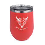 Boho Stemless Stainless Steel Wine Tumbler - Coral - Double Sided (Personalized)