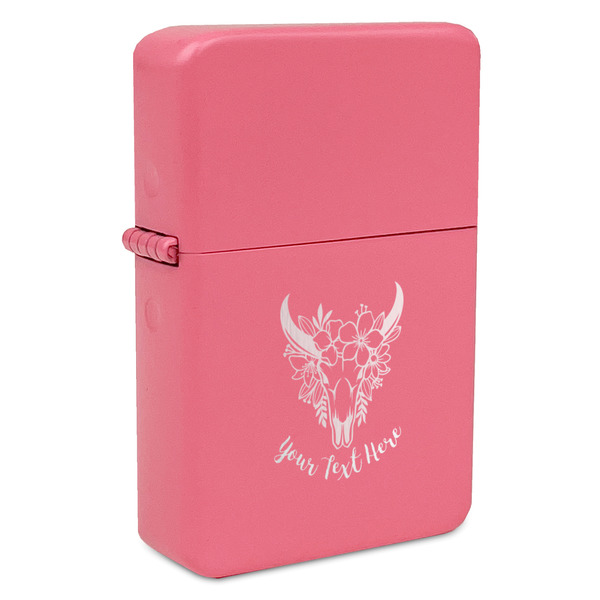 Custom Boho Windproof Lighter - Pink - Double Sided & Lid Engraved (Personalized)