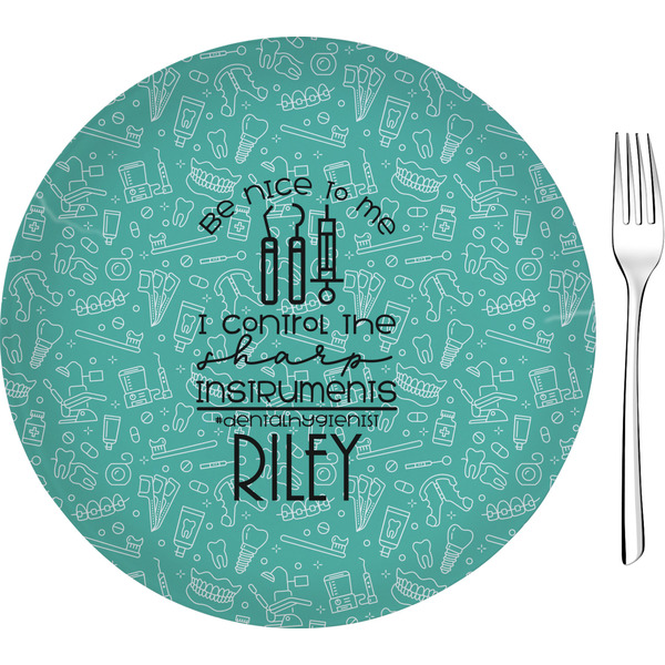 Custom Dental Hygienist 8" Glass Appetizer / Dessert Plates - Single or Set (Personalized)