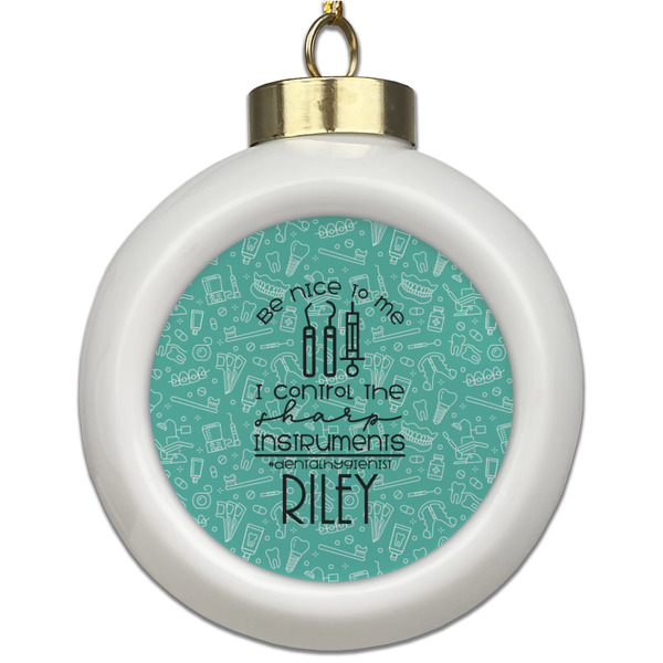 Custom Dental Hygienist Ceramic Ball Ornament (Personalized)