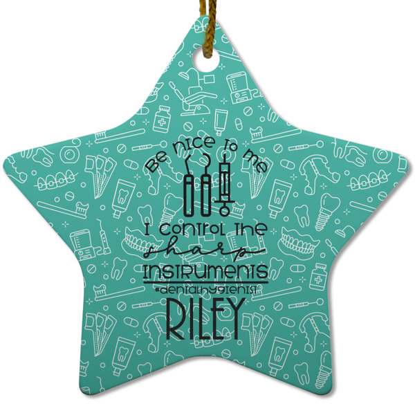 Custom Dental Hygienist Star Ceramic Ornament w/ Name or Text