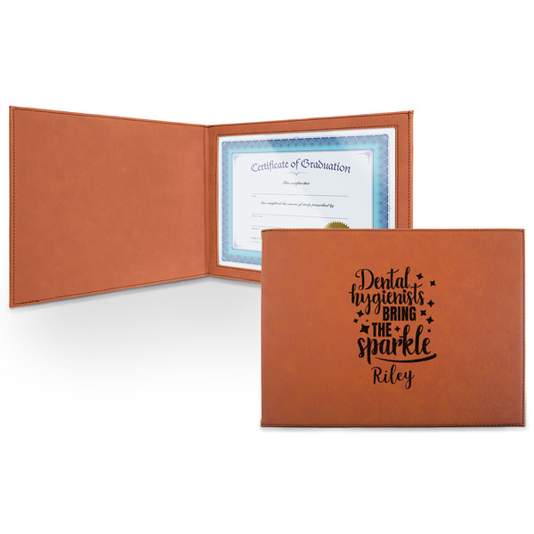 Custom Dental Hygienist Leatherette Certificate Holder - Front (Personalized)