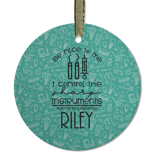 Custom Dental Hygienist Flat Glass Ornament - Round w/ Name or Text