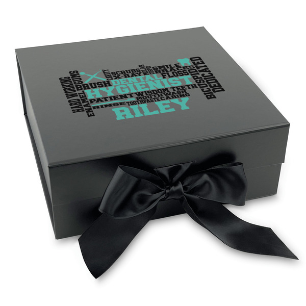 Custom Dental Hygienist Gift Box with Magnetic Lid - Black (Personalized)