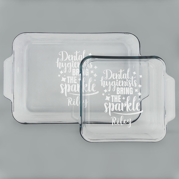 Custom Dental Hygienist Set of Glass Baking & Cake Dish - 13in x 9in & 8in x 8in (Personalized)