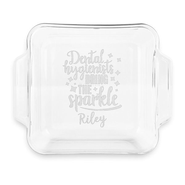 Custom Dental Hygienist Glass Cake Dish with Truefit Lid - 8in x 8in (Personalized)