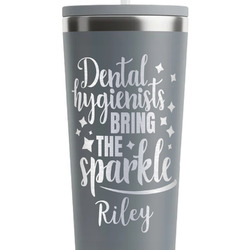 Dental Hygienist RTIC Everyday Tumbler with Straw - 28oz - Grey - Double-Sided (Personalized)