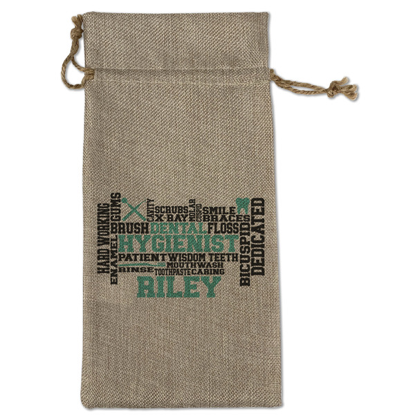 Custom Dental Hygienist Large Burlap Gift Bag - Front (Personalized)