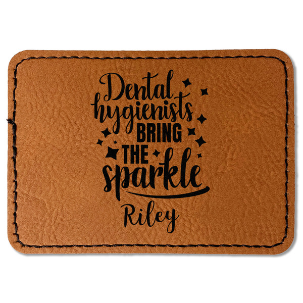 Custom Dental Hygienist Faux Leather Iron On Patch - Rectangle (Personalized)