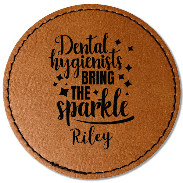 Custom Dental Hygienist Faux Leather Iron On Patch - Round (Personalized)