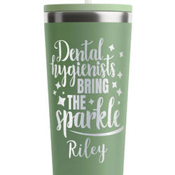 Dental Hygienist RTIC Everyday Tumbler with Straw - 28oz - Light Green - Double-Sided (Personalized)