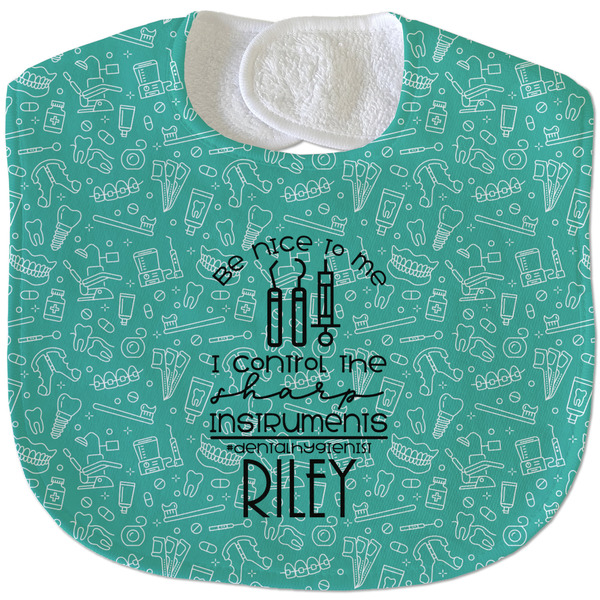 Custom Dental Hygienist Velour Baby Bib w/ Name or Text