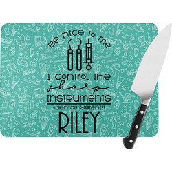 Dental Hygienist Rectangular Glass Cutting Board - Large - 15.25"x11.25" w/ Name or Text