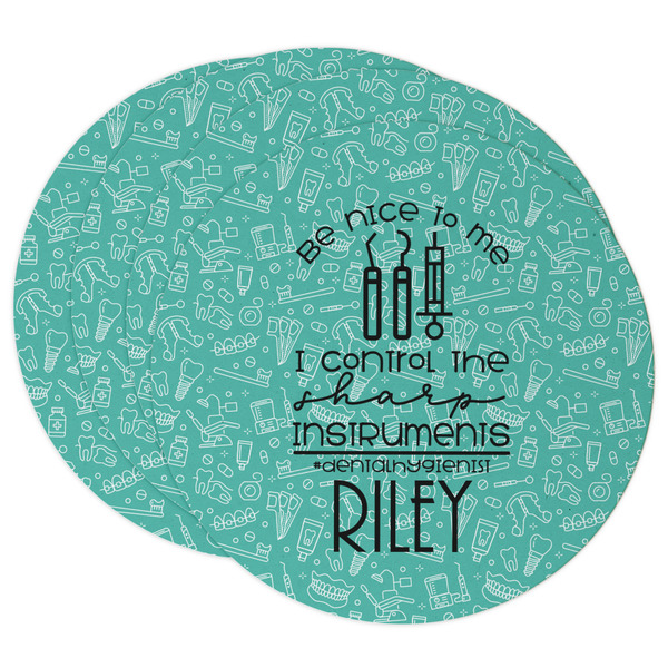 Custom Dental Hygienist Round Paper Coasters w/ Name or Text